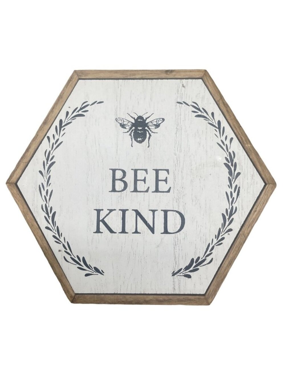 Eccolo Plack sign plaque wall art bee kind drawing 2021 wood brown white READ